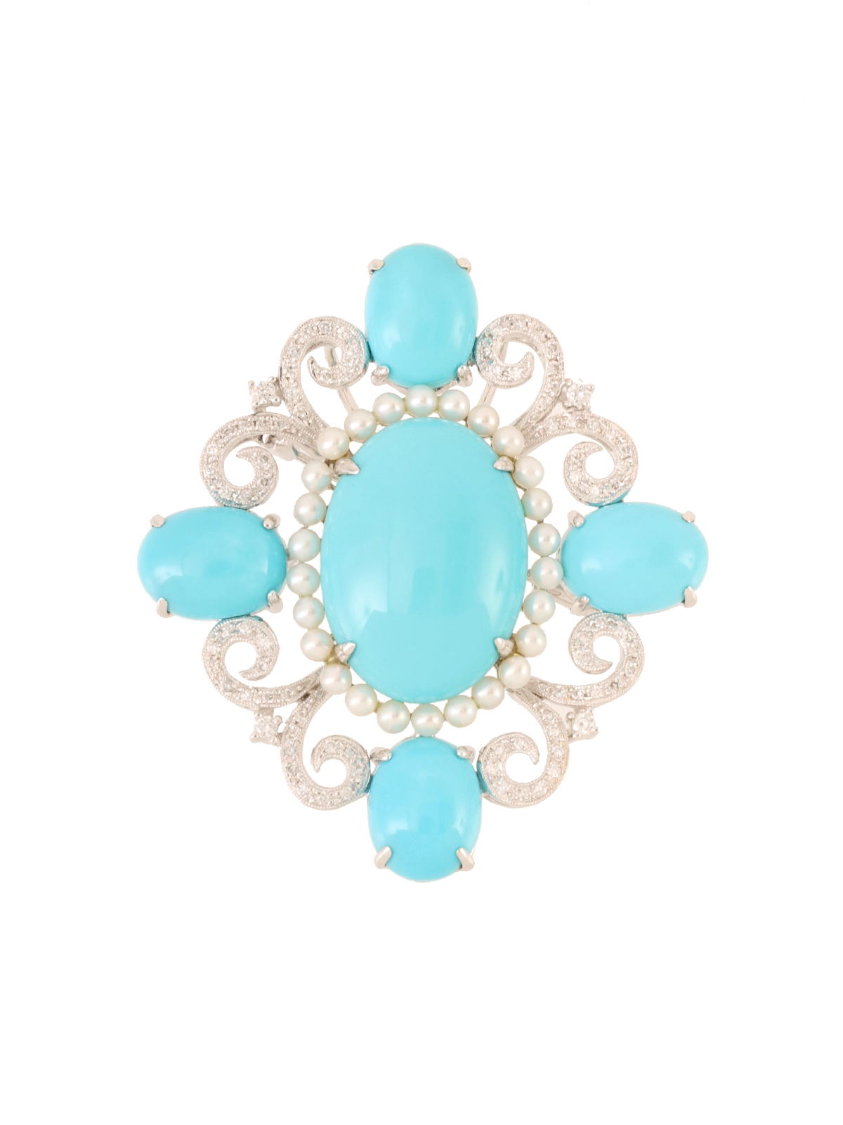 Selection Jewelry 18Kカルセドニーサファイアブローチ シルバー
